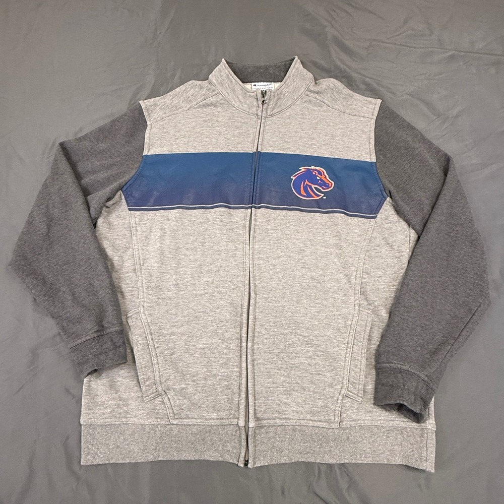 Champion Boise State Broncos Full Zip Sweatshirt Mens 2XL Gray Blue CS1965955